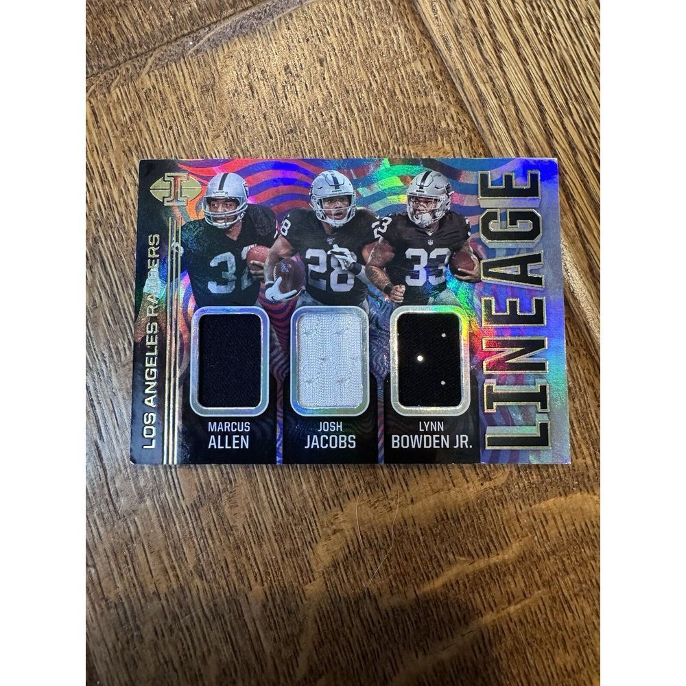 LYNN BOWDEN MARCUS ALLEN JOSH JACOBS L10 ILLUSIONS LINEAGE JERSEY RAIDERS PATCH